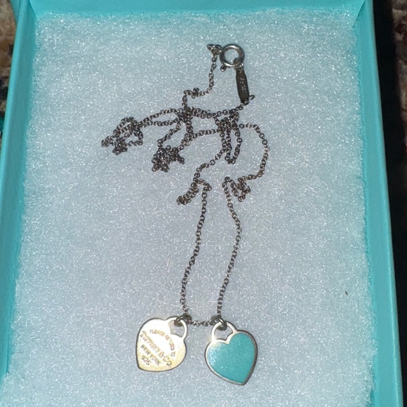 Tiffany and Co Blue Double Heart Tag Pendant - Picture 2 of 3